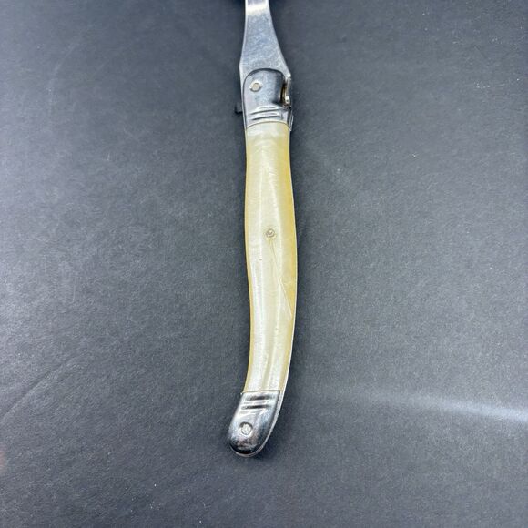 Jean Dubost Laguiole Diox Bee Carving‎ Fork Straight Tines Faux Mother of Pearl - Picture 13 of 16